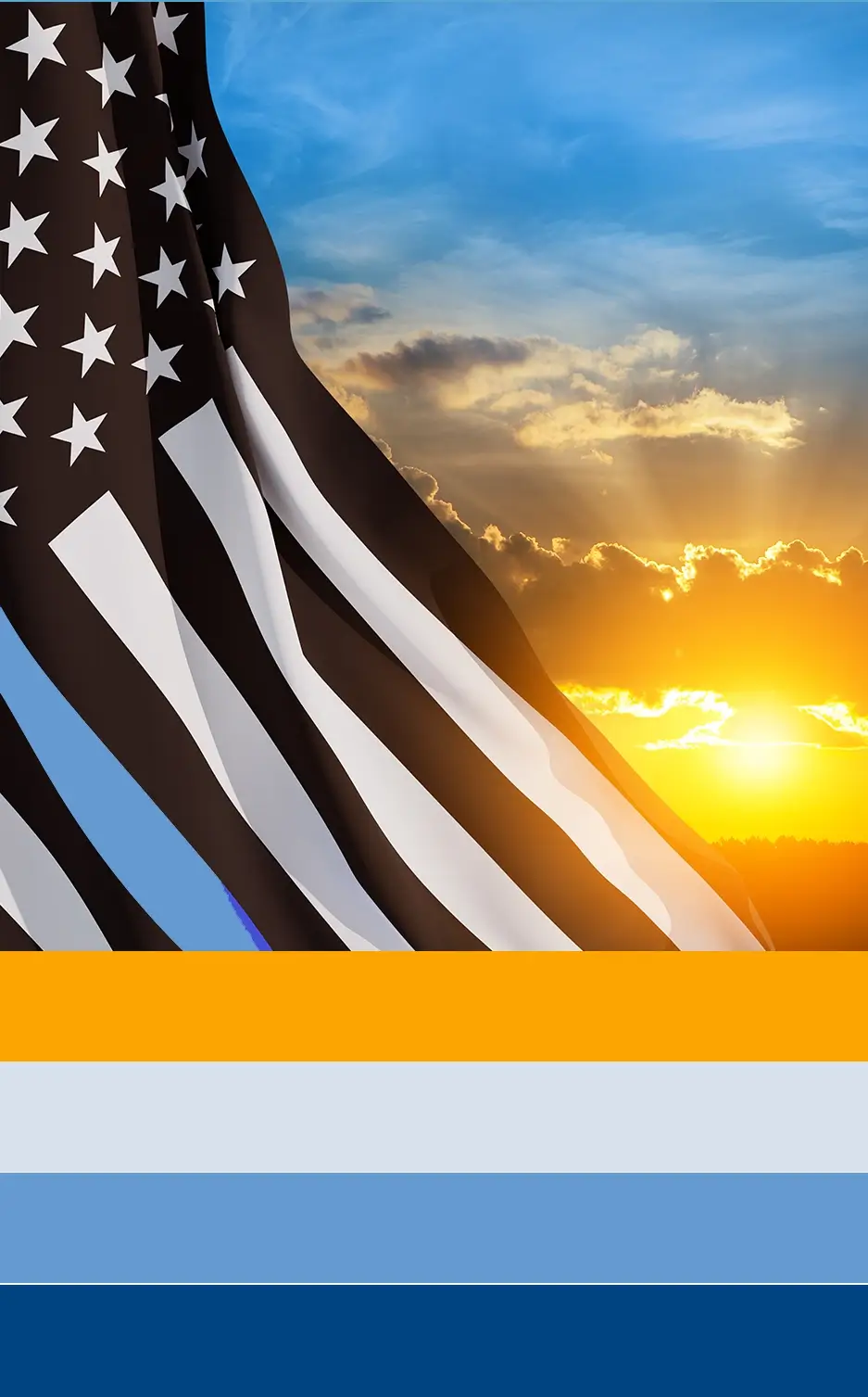 American flag featuring black stripes alongside one blue stripe symbolizes first responders to illustrate our mental health clinic works well with first responders