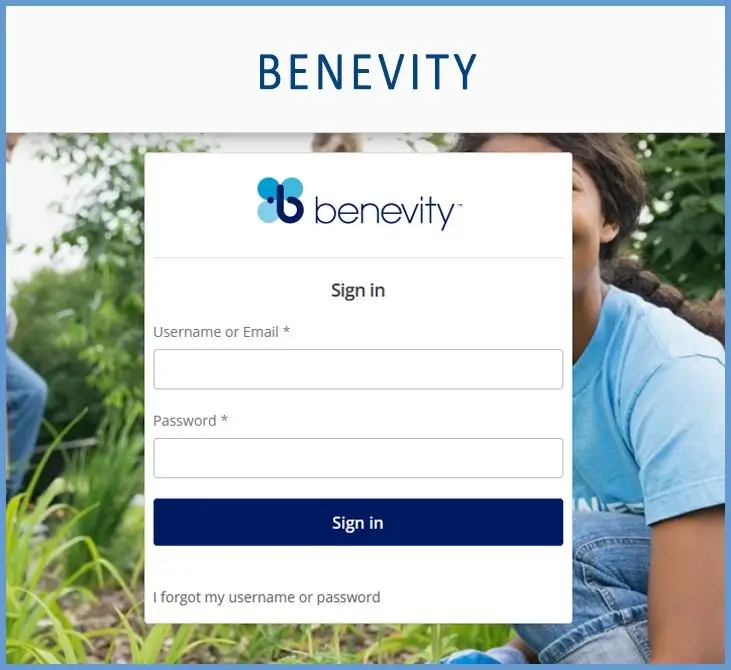 Screenshot of BENEVITY sign in page where one can donate to our non-profit
